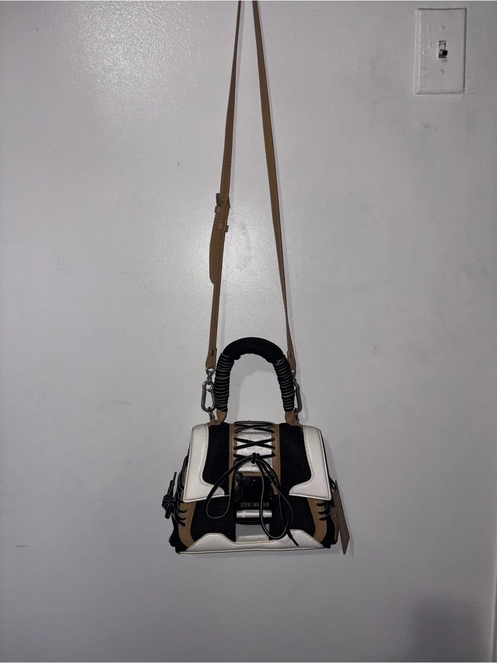 Steve Madden Black White Tan crossbody bag